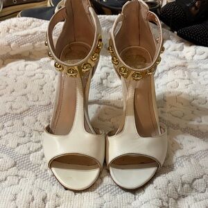 Vince Camuto White Heels with Gold Accents